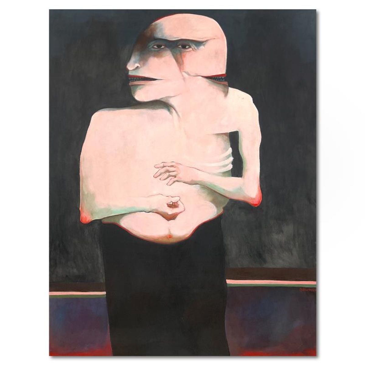 Milton Berwin (1925-2023), Original Painting on Canvas (66" x 52"), Dated 1999 and Hand Signed with Letter of Authenticity.