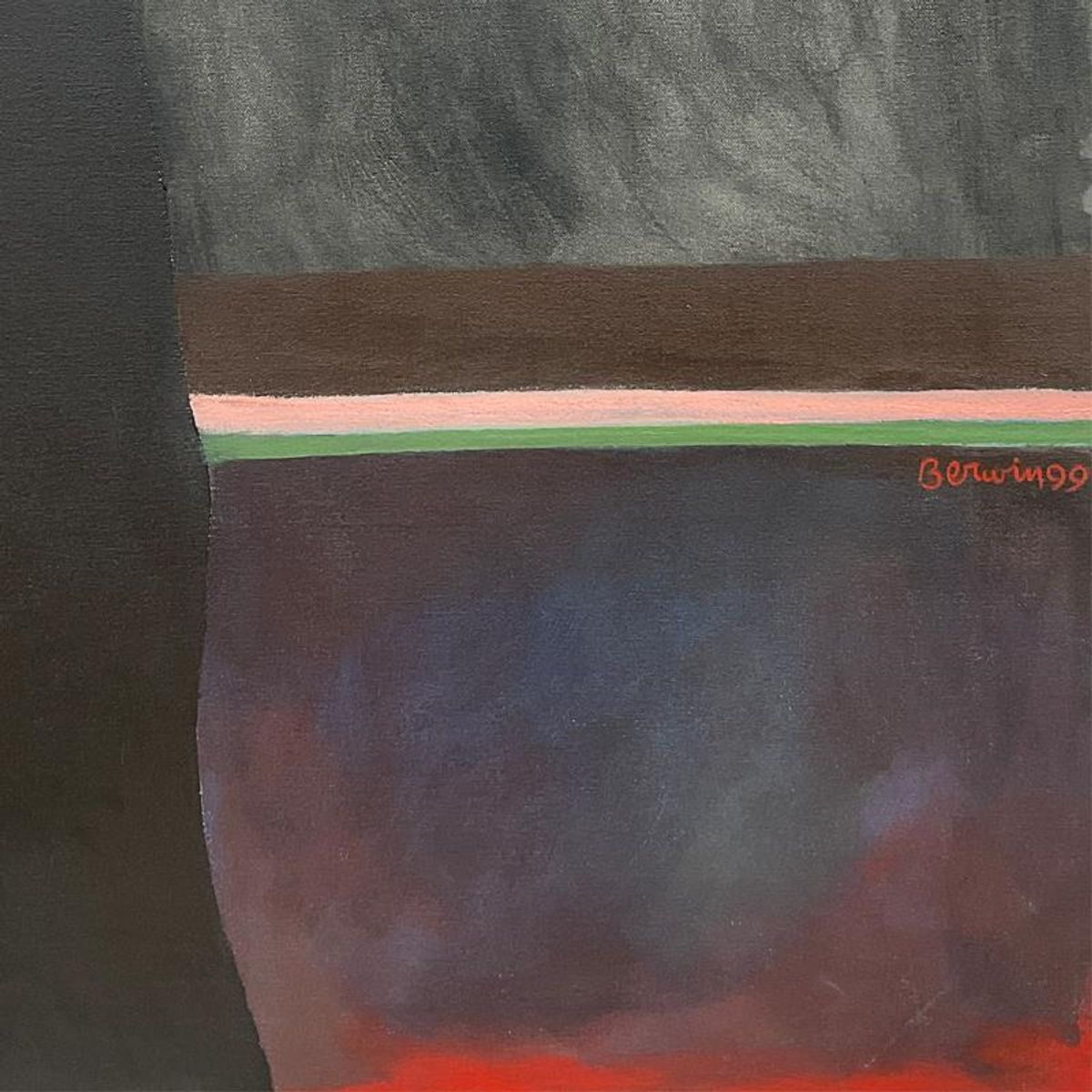 Milton Berwin (1925-2023), Original Painting on Canvas (66" x 52"), Dated 1999 and Hand Signed with Letter of Authenticity.