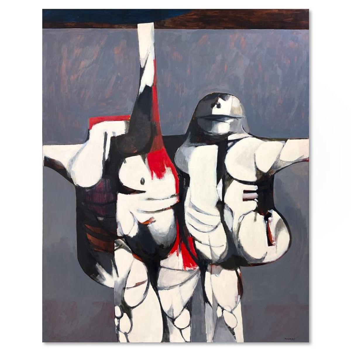 Milton Berwin (1925-2023), Original Painting on Canvas (60" x 48"), Dated 1967 and Hand Signed with Letter of Authenticity.