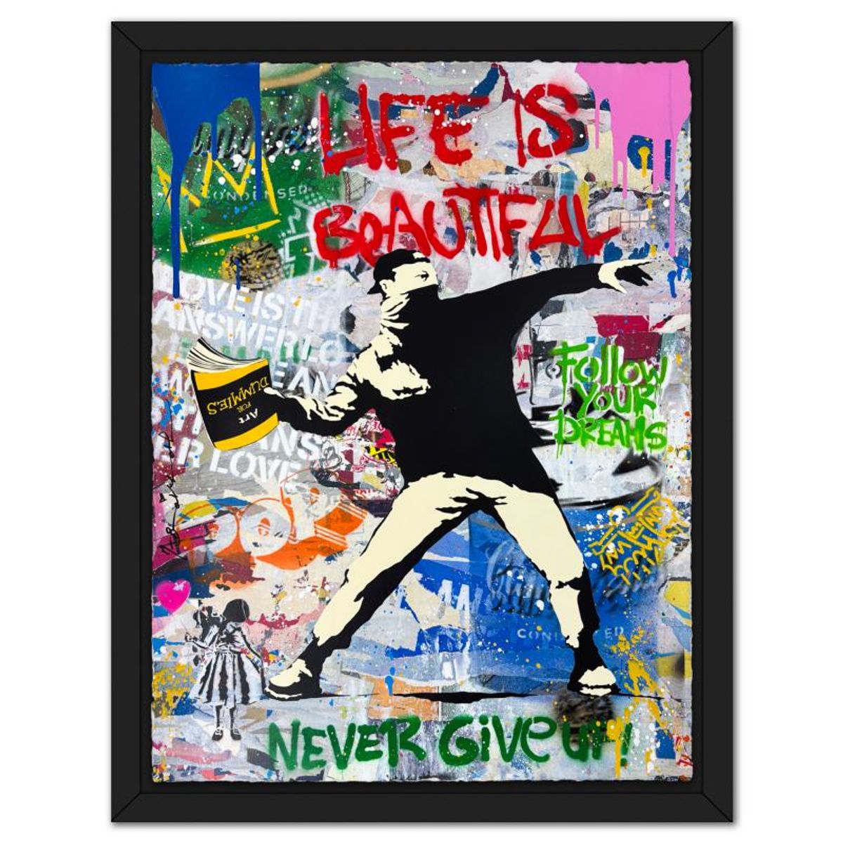 Mr Brainwash, '"Banksy Thrower" Framed Mixed Media Original, Hand Signed with Certificate of Authenticity.