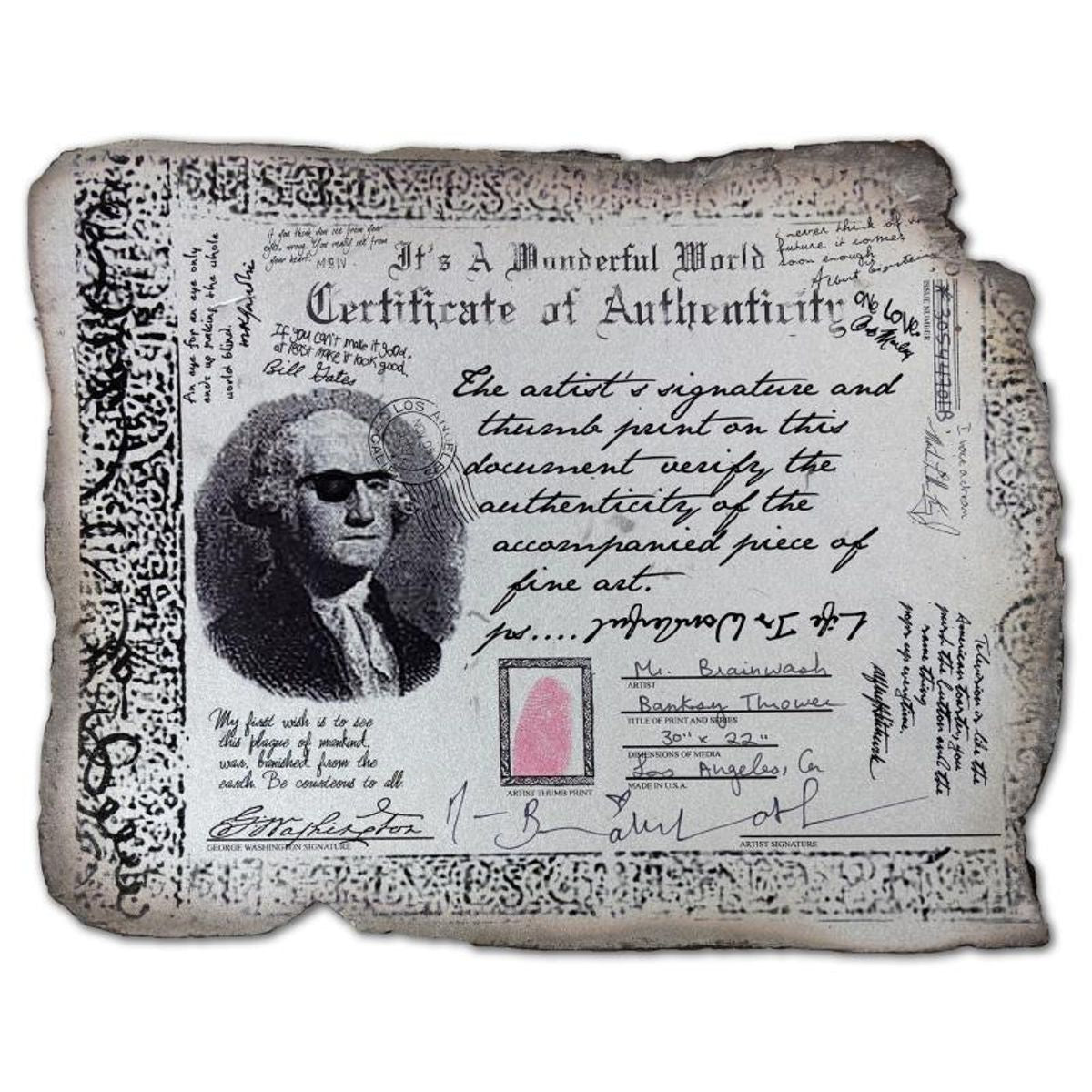 Mr Brainwash, '"Banksy Thrower" Framed Mixed Media Original, Hand Signed with Certificate of Authenticity.
