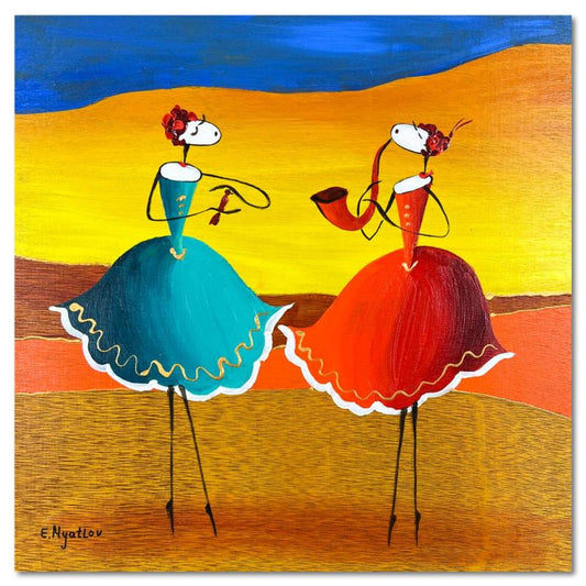 Ester Myatlov, Hand Signed Original Painting on Wood Panel with Letter of Authenticity.