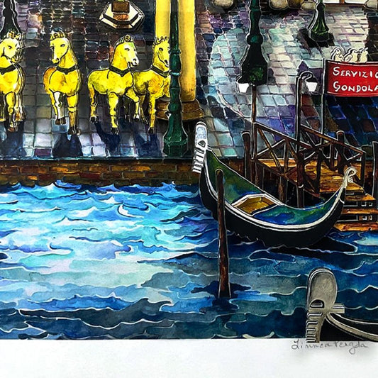 Linnea Pergola, "4 Horses of St. Marks, Venice" Framed 3D Limited Edition from an EA Edition, Hand Signed with Letter of Authenticity.
