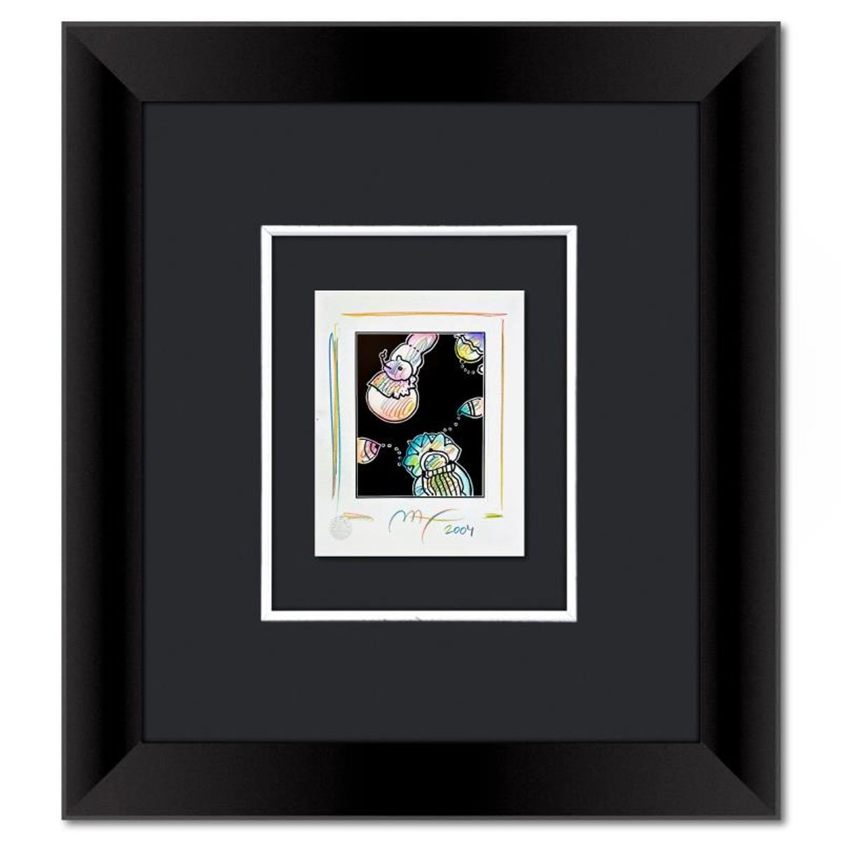 Peter Max, Framed One-of-a-Kind Mixed Media, Hand Signed with Registration Number Certifying Authenticity.