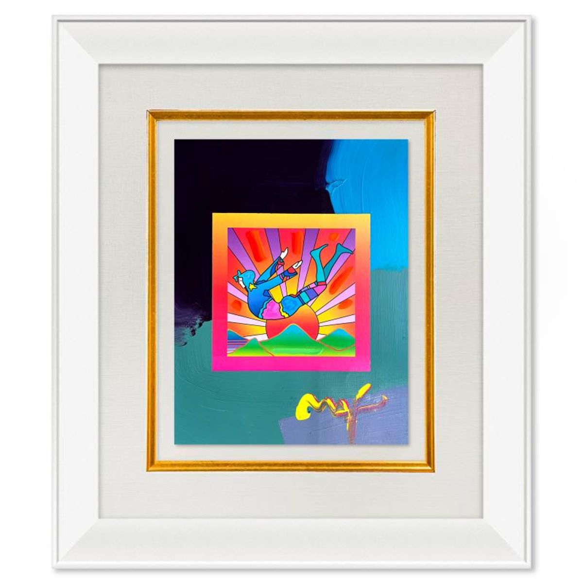 Peter Max, "Cosmic Flyer" Framed One-of-a-Kind Acrylic Mixed Media, Hand Signed with Registration Number Certifying Authenticity