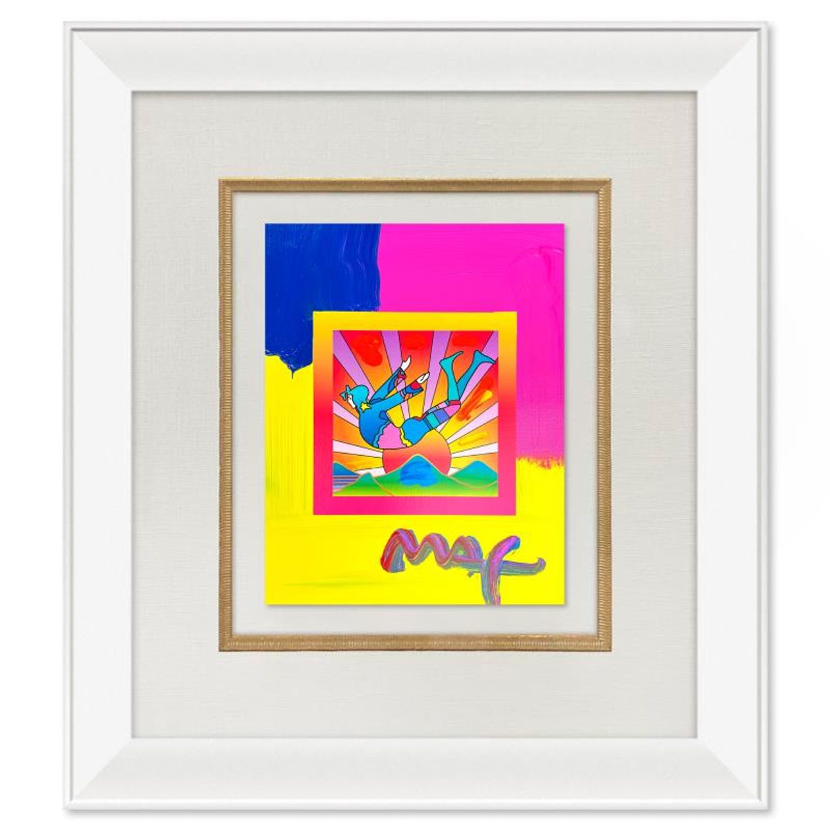 Peter Max, "Cosmic Flyer" Framed One-of-a-Kind Acrylic Mixed Media, Hand Signed with Registration Number Certifying Authenticity