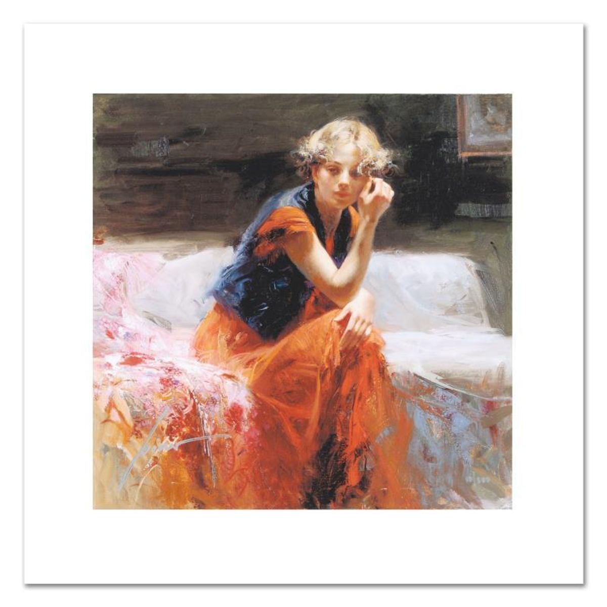 Pino (1939-2010), "Silent Contemplation" Limited Edition on Canvas, Numbered 65/500 and Hand Signed with Certificate of Authenticity.