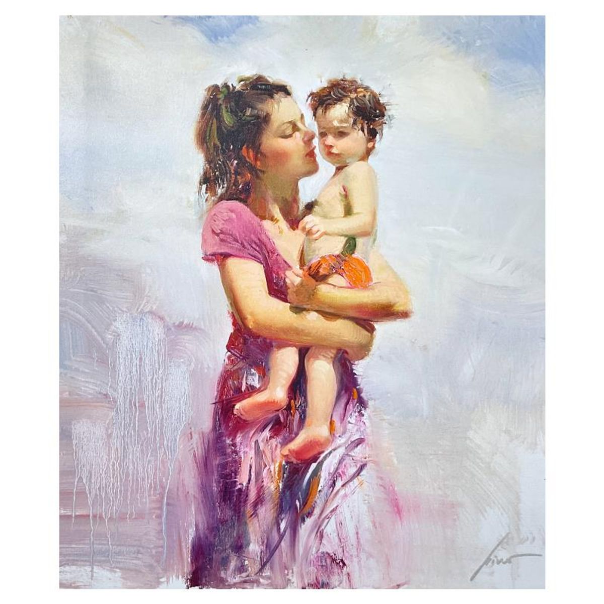 Pino (1939-2010), "Maternal Instinct" Limited Edition on Canvas, HC Numbered 2/10 and Hand Signed with Certificate of Authenticity.