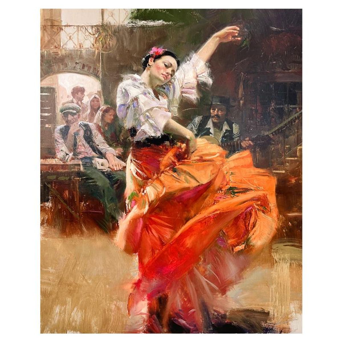 Pino (1939-2010), "Flamenco in Red" Limited Edition on Canvas, Numbered 75/295 and Hand Signed with Certificate of Authenticity.