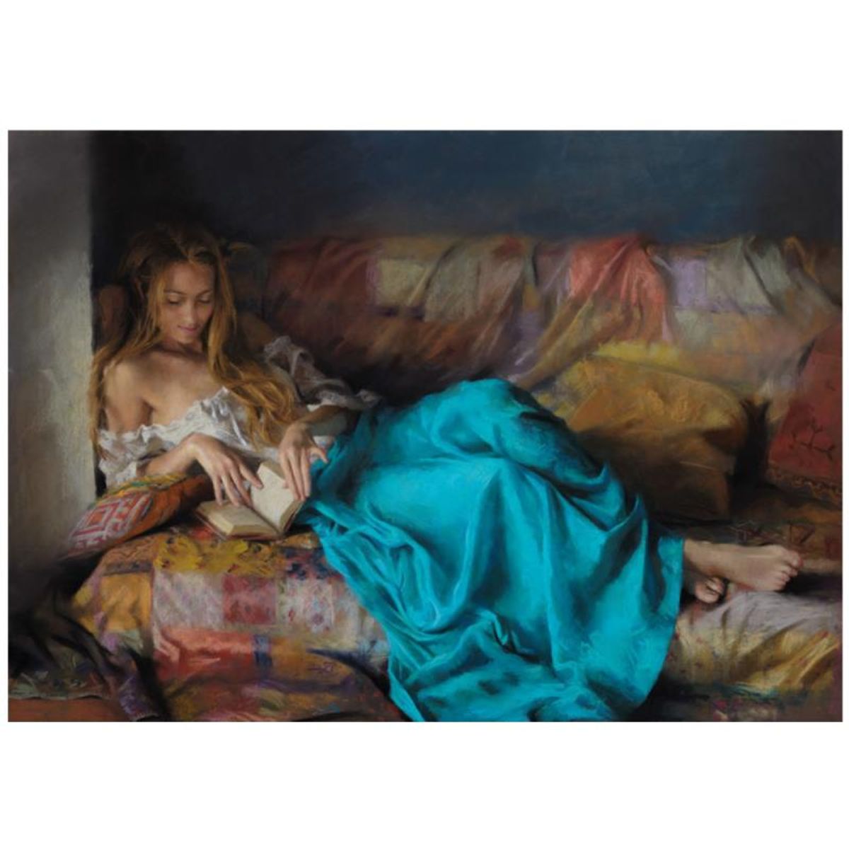 Vicente Romero, "Enchanting Romance" Hand Signed Limited Edition Giclee on Canvas with Certificate of Authenticity.