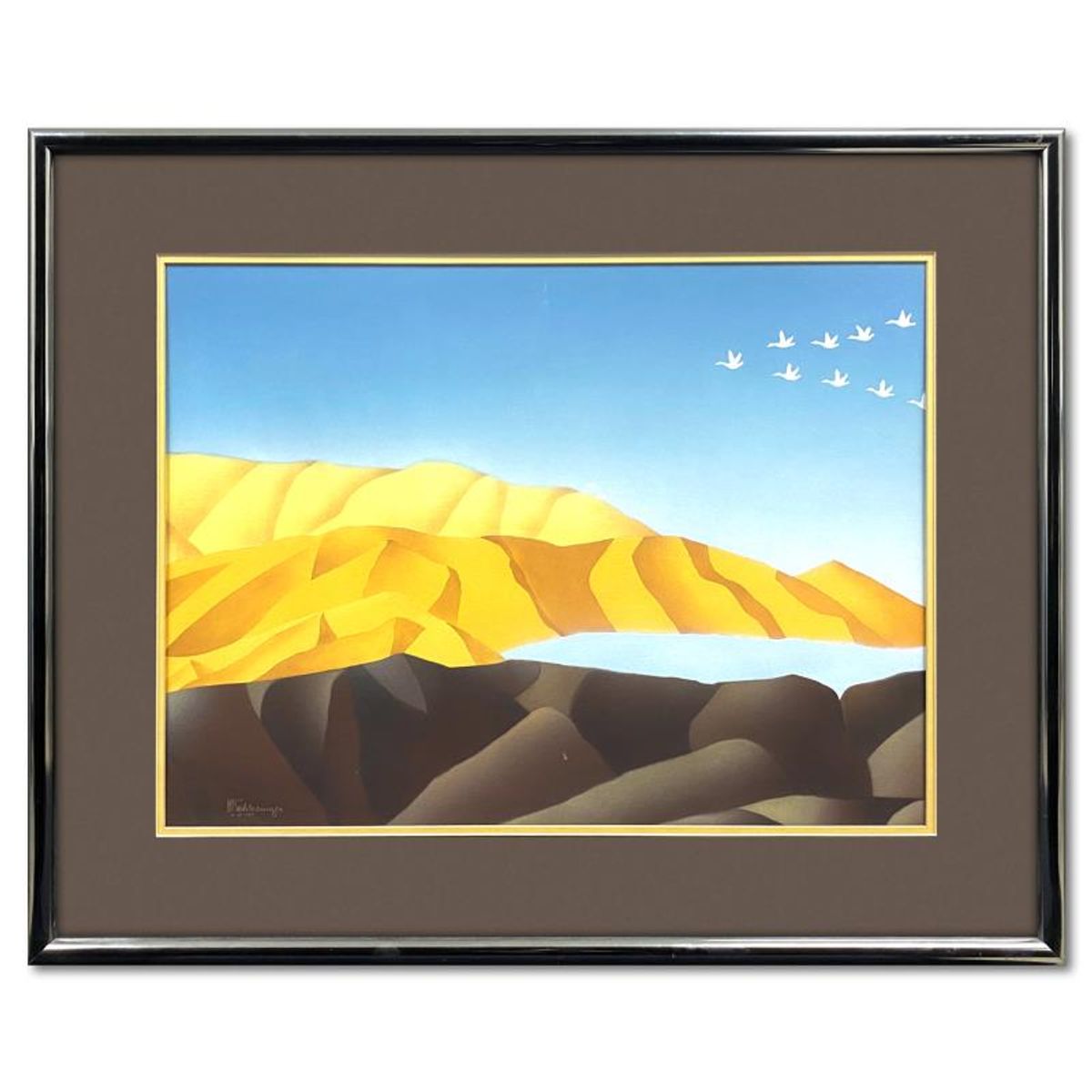 William Schlesinger (1915-2011), "The Flight" Framed Original Mixed Media Airbrush Painting, Dated 1987 and Hand Signed with Letter of Authenticity