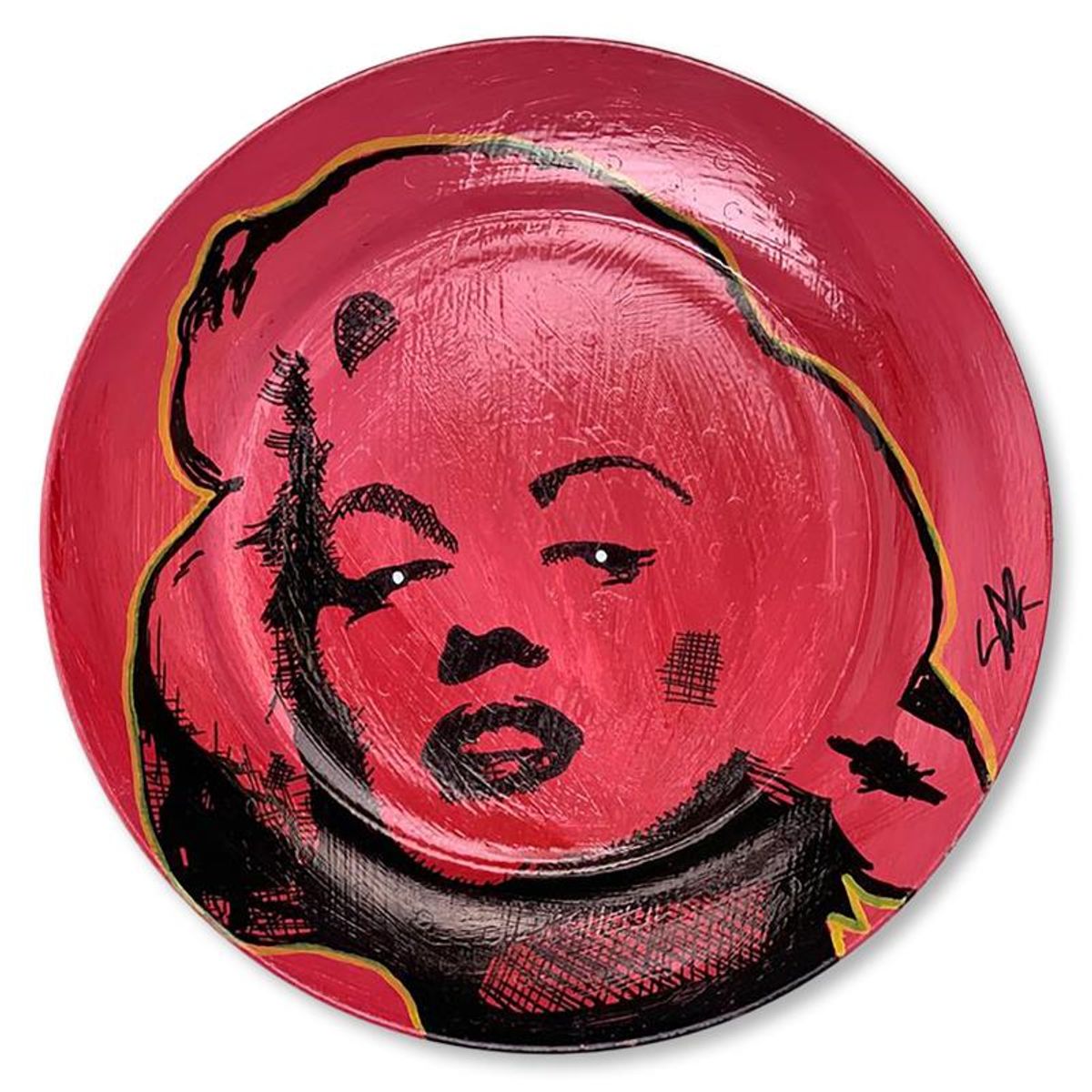Steve Kaufman (1960-2010), "Marilyn" Hand Painted Plate, Hand Signed with Letter of Authenticity.