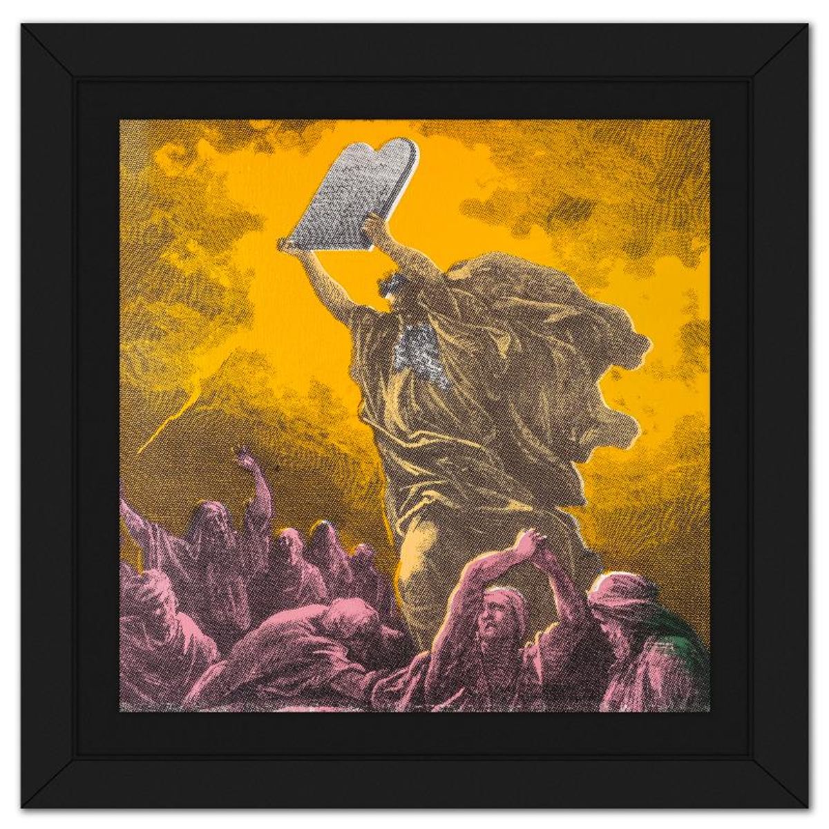 Steve Kaufman (1960-2010), "Moses & the Ten Commandments" Framed Hand Embellished Limited Edition Silscreen, Numbered AP 22/50 Inverso and Hand Signed with Letter of Authenticity