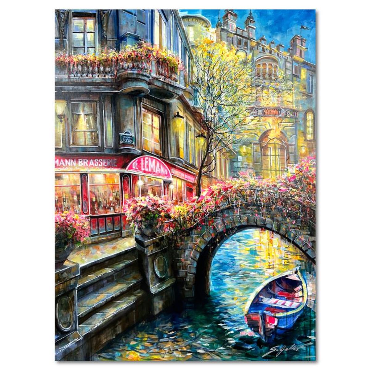 Vadik Suljakov, "Le Mann Place" Original Oil Painting on Canvas, Hand Signed with Letter of Authenticity.