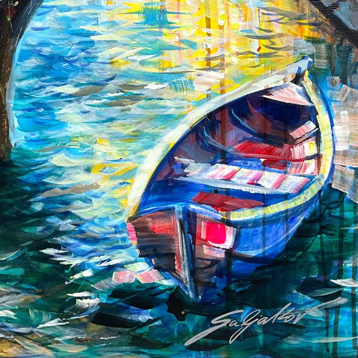 Vadik Suljakov, "Le Mann Place" Original Oil Painting on Canvas, Hand Signed with Letter of Authenticity.