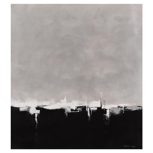 Sisi Sun, "Silver Harbor" Original Acrylic Painting on Canvas (35" x 39"), Hand Signed with Letter of Authenticity.