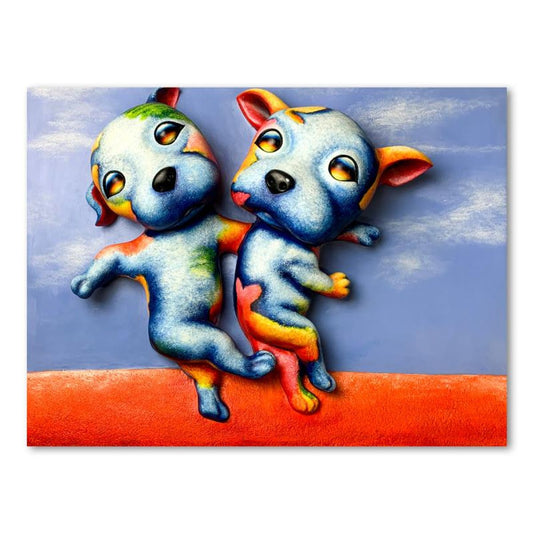 Wang, "Step" Hand Painted Limited Edition Bas Relief Sculpture, Numbered 2/3, Hand Signed and Letter of Authenticity.