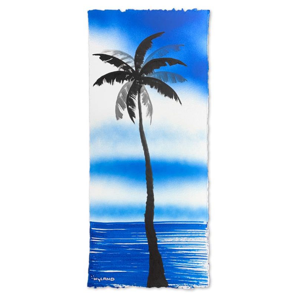 Wyland, "Palm Trees" Framed, Hand Signed Original Painting with Letter of Authenticity.