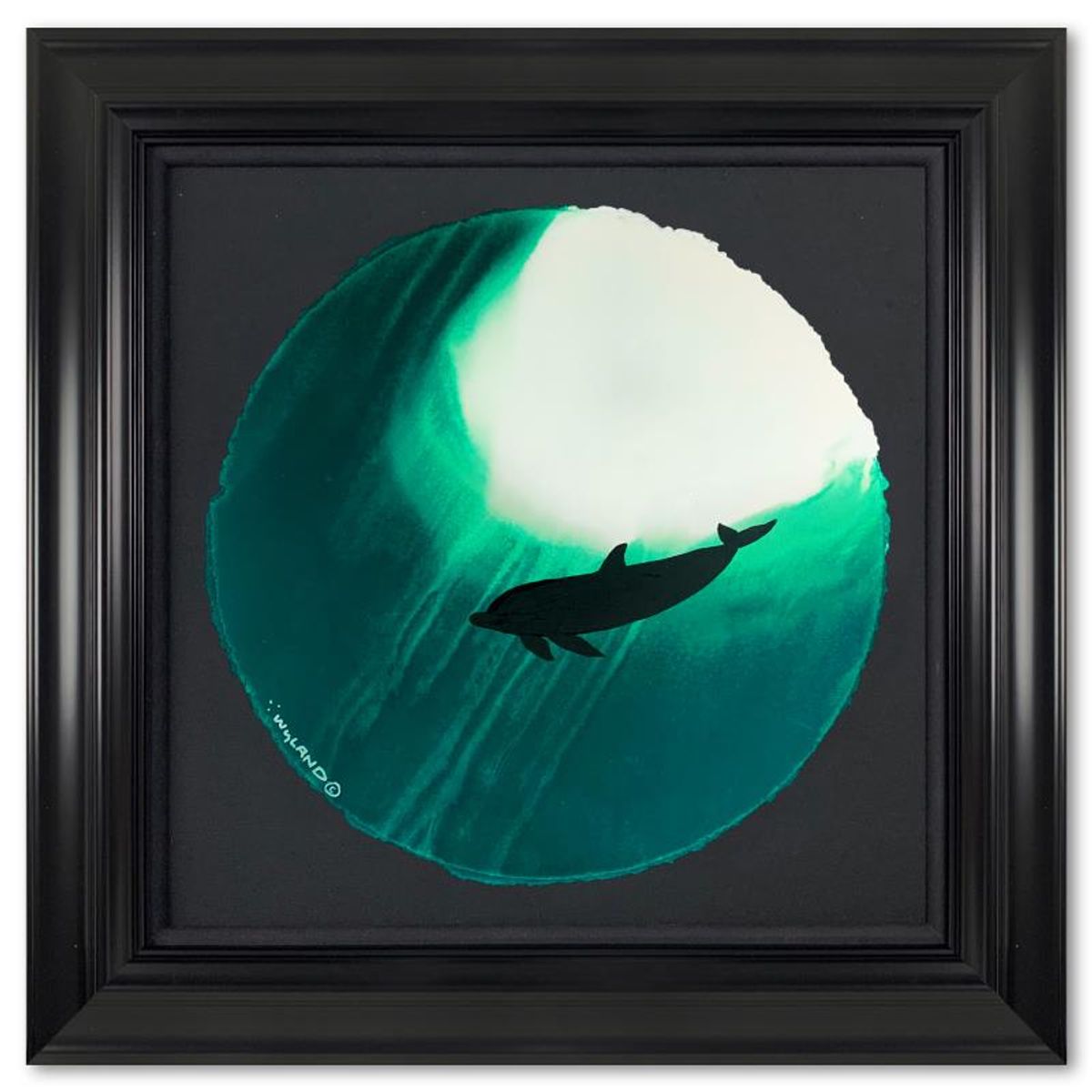 Wyland, "Dolphin Glide" Framed, Hand Signed Original Painting with Letter of Authenticity.