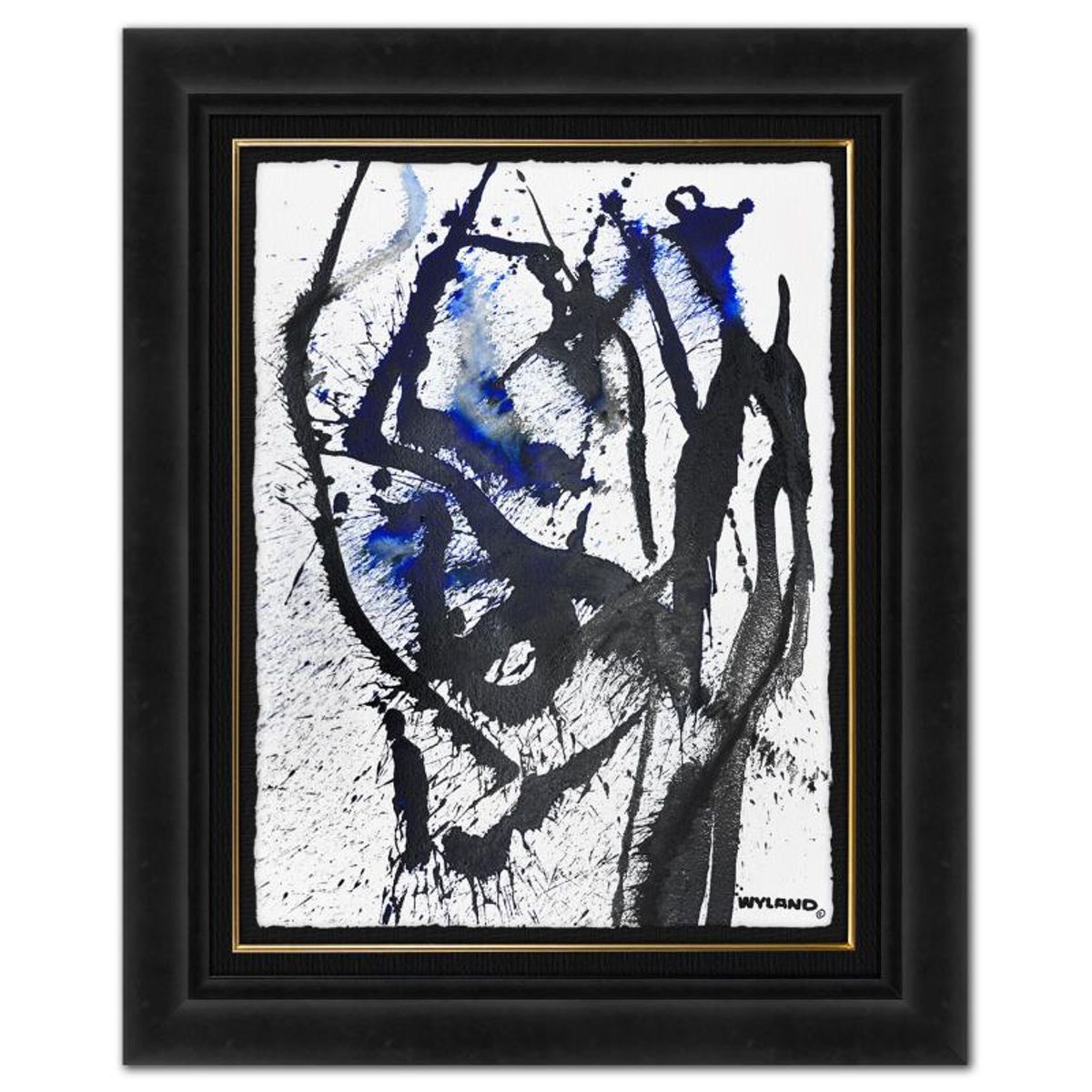 Wyland, "Untitled Abstract" Framed Original Painting on Paper, Hand Signed with Letter of Authenticity.