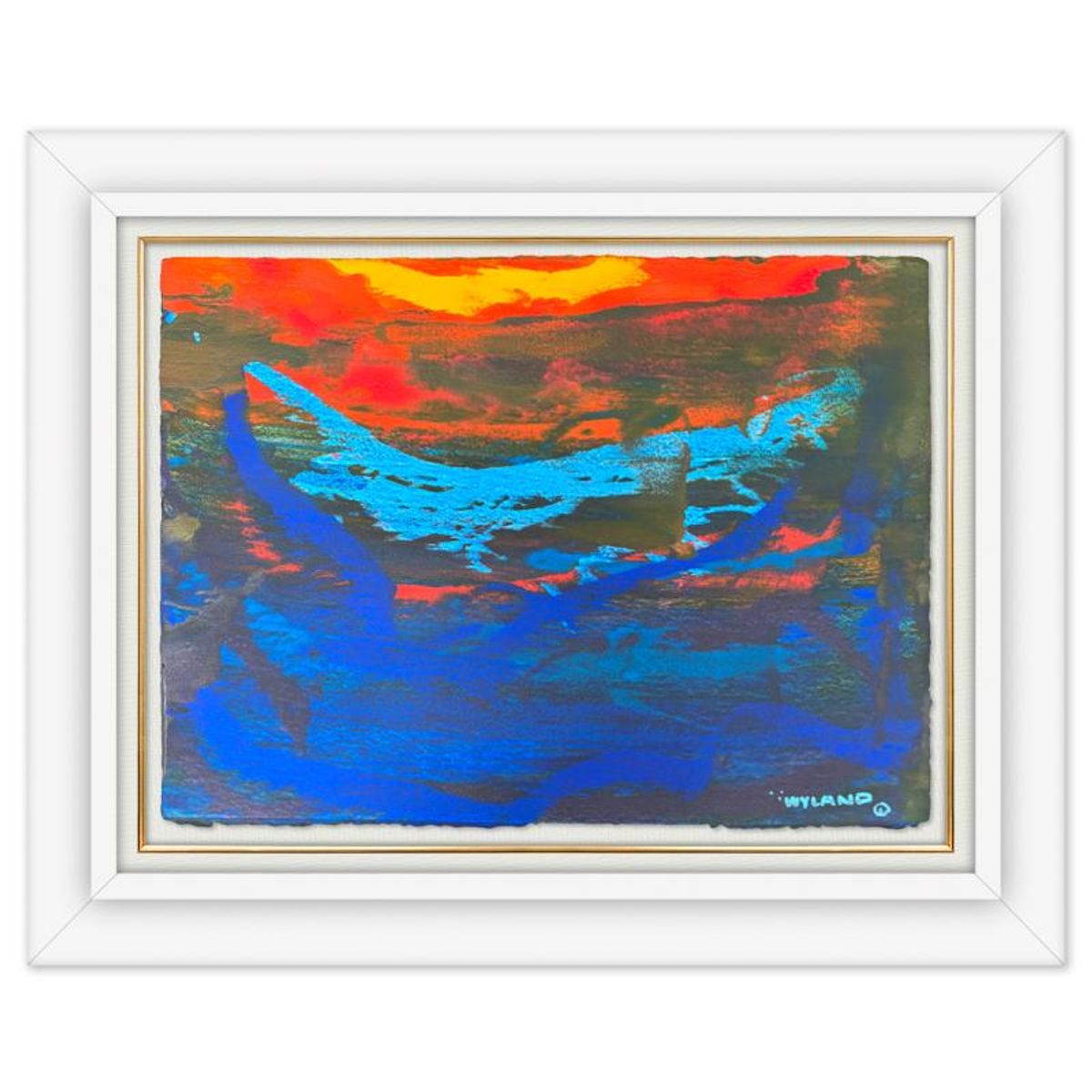 Wyland, "Untitled Abstract" Framed Original Painting on Paper, Hand Signed with Letter of Authenticity.