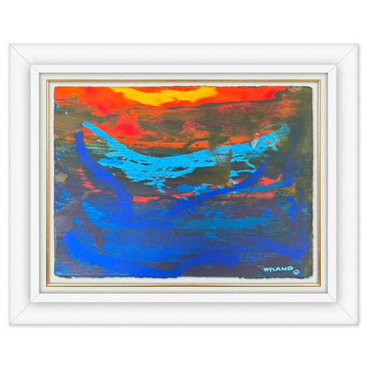 Wyland, "Untitled Abstract" Framed Original Painting on Paper, Hand Signed with Letter of Authenticity.