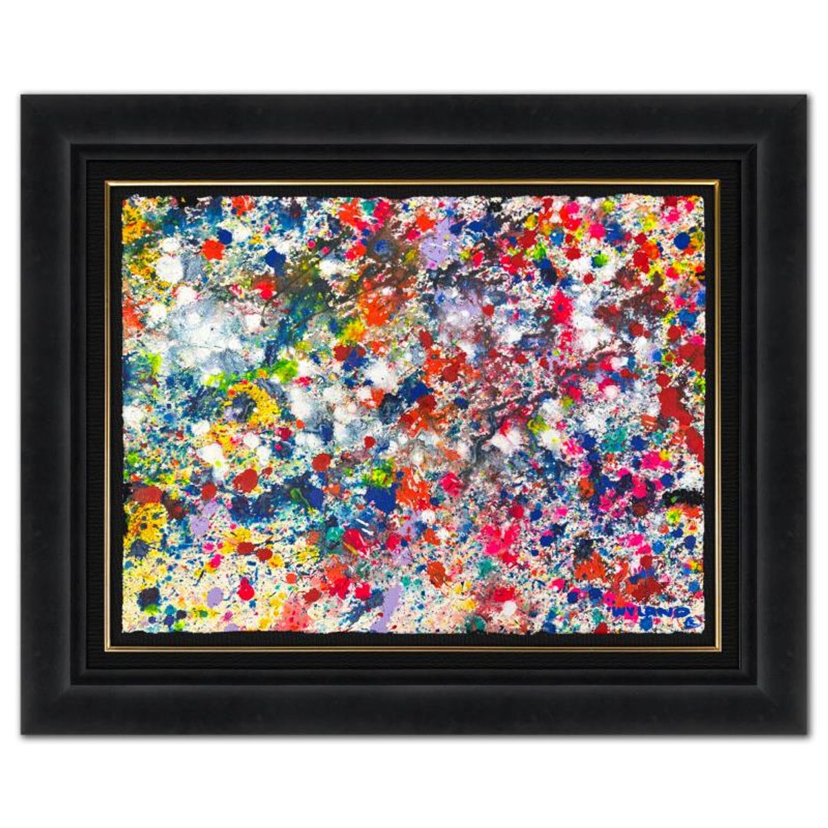 Wyland, "Untitled Abstract" Framed Original Painting on Paper, Hand Signed with Letter of Authenticity.