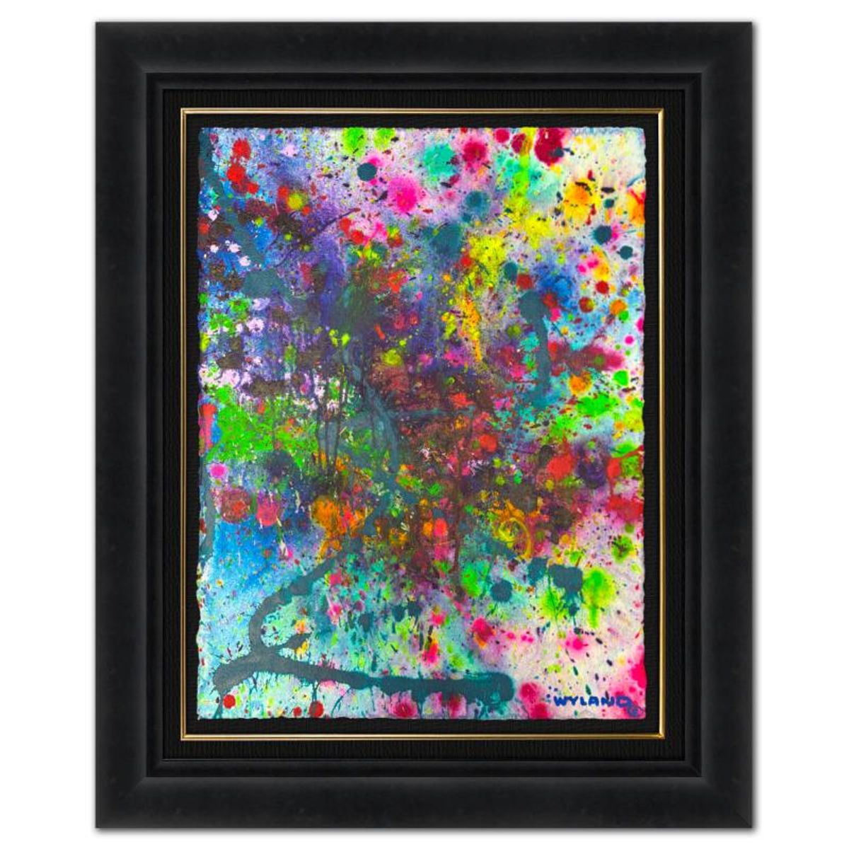 Wyland, "Untitled Abstract" Framed Original Painting on Paper, Hand Signed with Letter of Authenticity.
