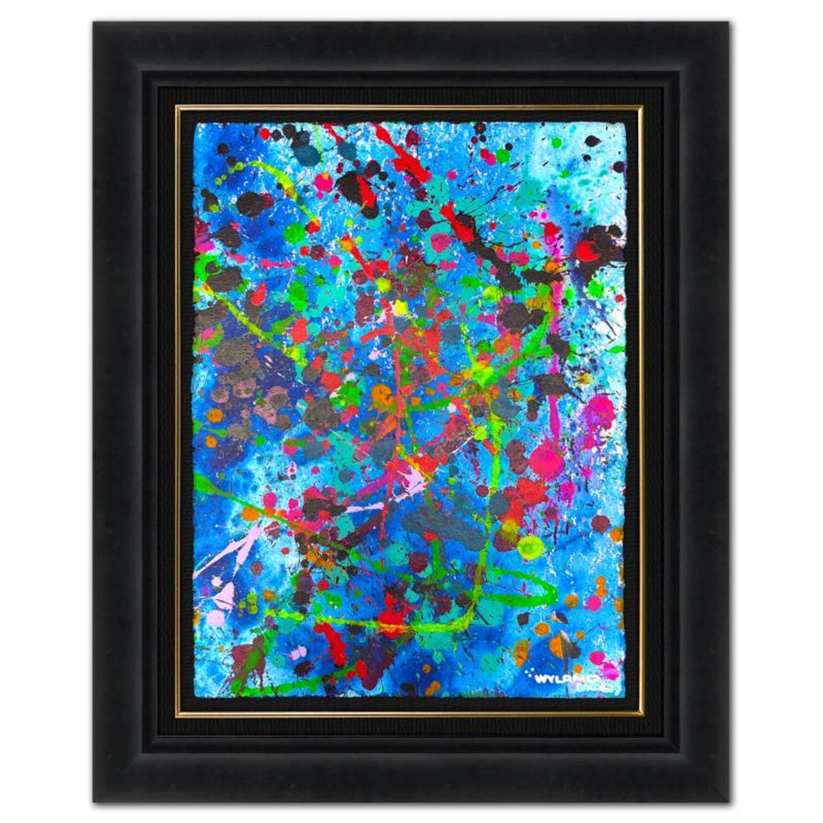 Wyland, "Untitled Abstract" Framed Original Painting on Paper, Hand Signed with Letter of Authenticity.