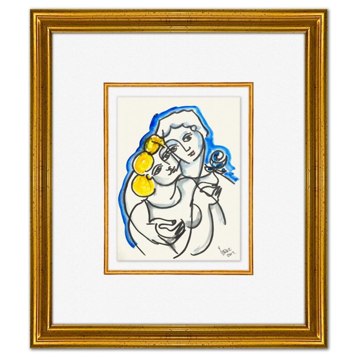 Yuroz, Framed Original Painting, Hand Signed with Letter of Authenticity.