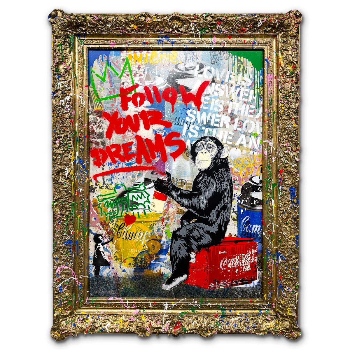 Mr. Brainwash- Silkscreen and Mixed Media on Canvas with Splashed Frame "Everyday Life, 2026"