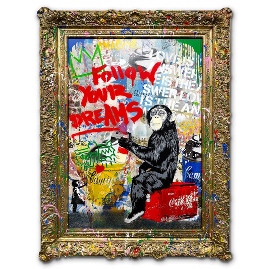 Mr. Brainwash- Silkscreen and Mixed Media on Canvas with Splashed Frame "Everyday Life, 2026"