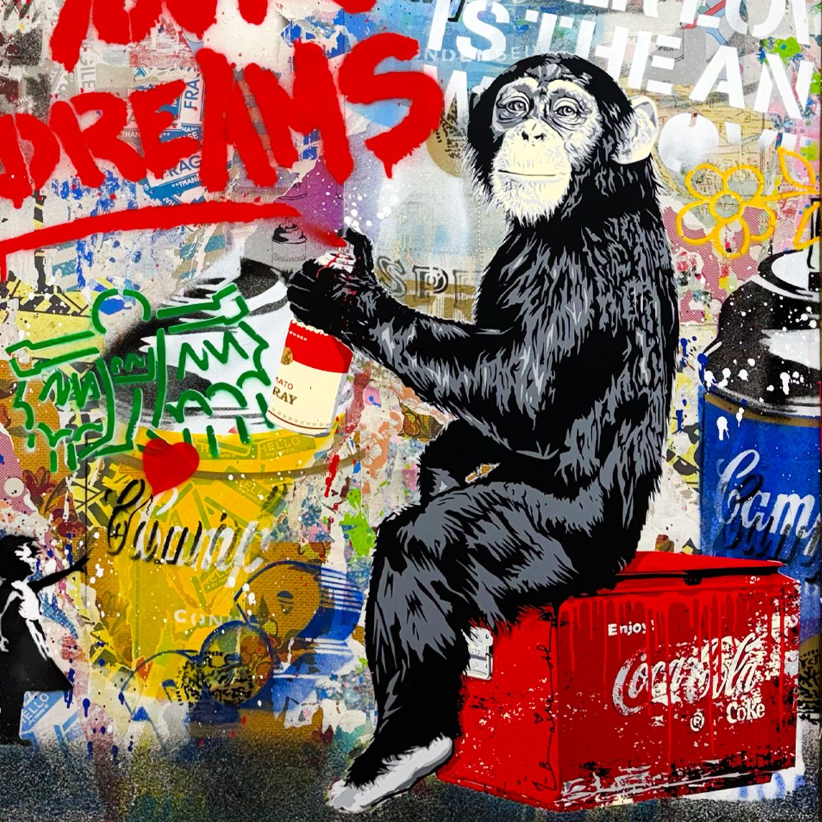 Mr. Brainwash- Silkscreen and Mixed Media on Canvas with Splashed Frame "Everyday Life, 2026"