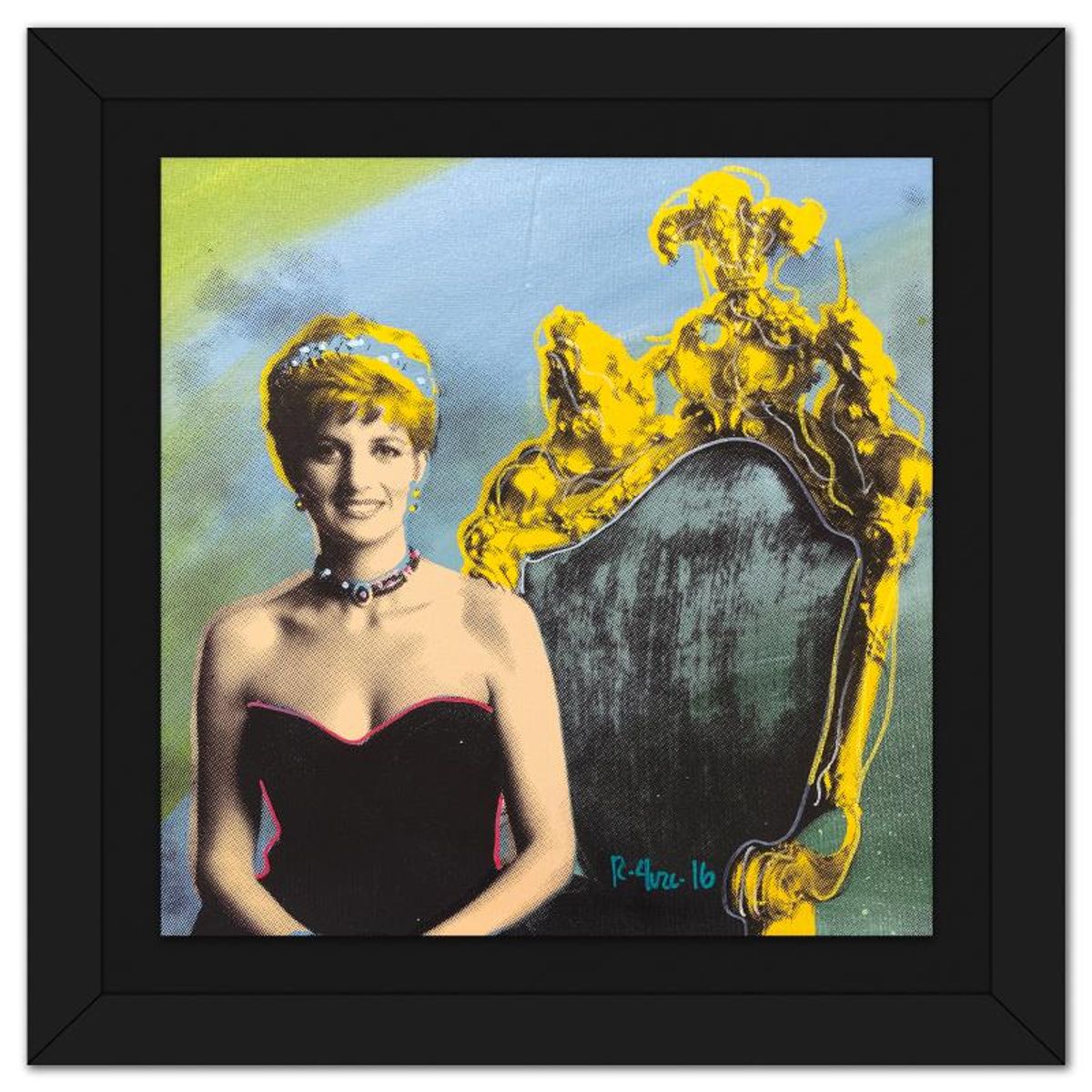 Ringo Daniel Funes, "Princess Diana" Framed One-of-a-Kind Mixed Media on Canvas, Hand Signed with Letter of Authenticity.