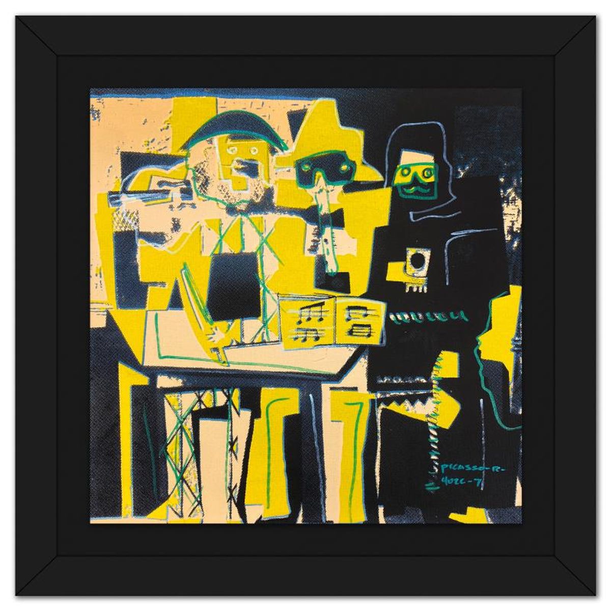 Ringo Daniel Funes, "Picasso Dancers" Framed One-of-a-Kind Mixed Media on Canvas, Hand Signed with Letter of Authenticity.