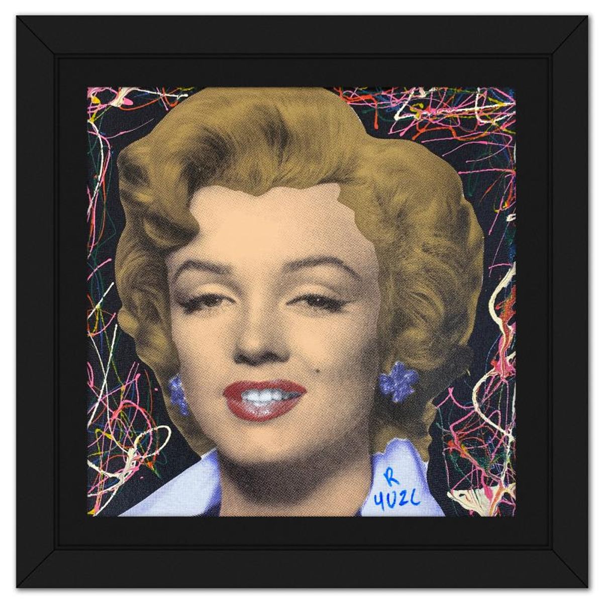 Ringo Daniel Funes, "Marilyn Classic" Framed One-of-a-Kind Mixed Media on Canvas, Hand Signed with Letter of Authenticity.