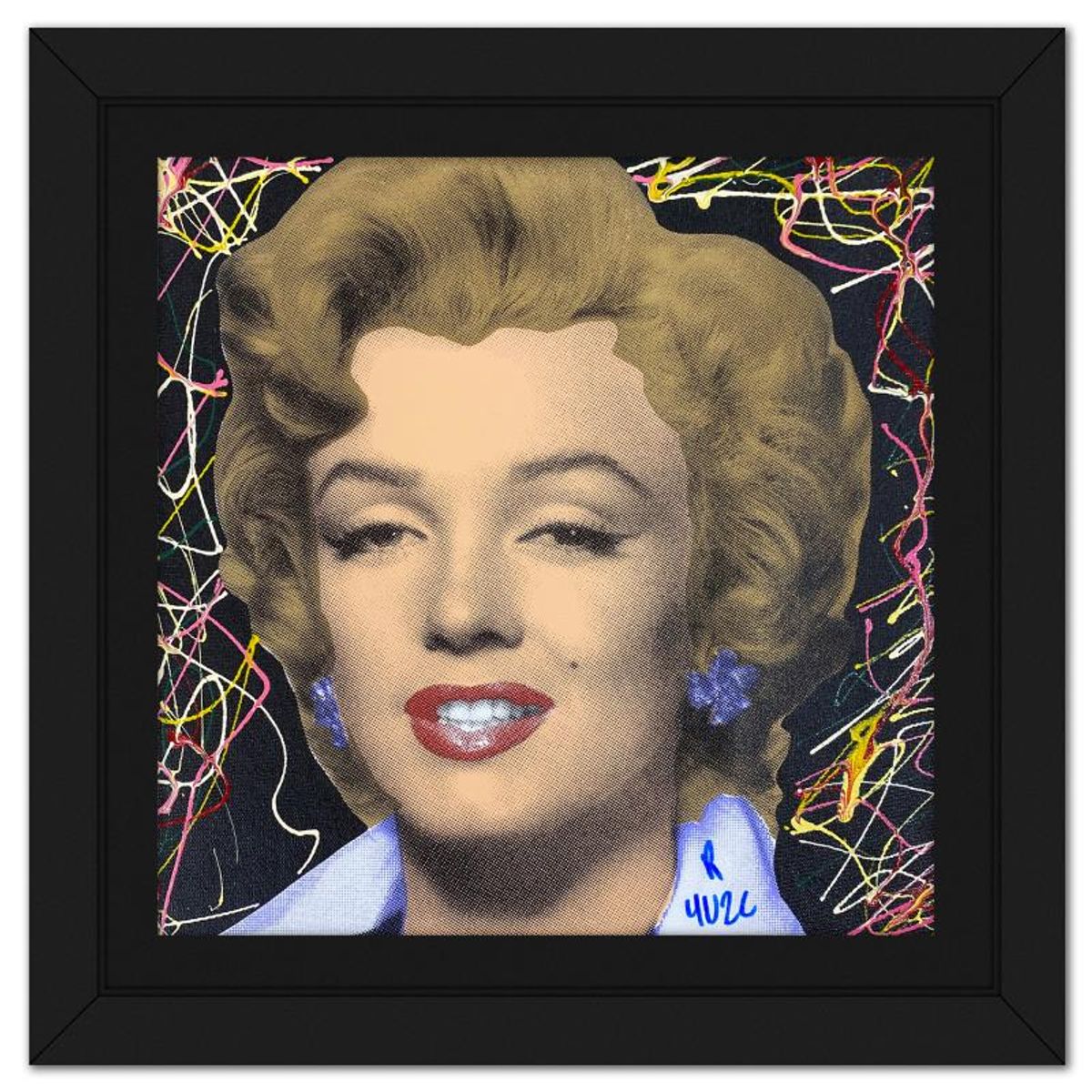 Ringo Daniel Funes, "Marilyn Classic" Framed One-of-a-Kind Mixed Media on Canvas, Hand Signed with Letter of Authenticity.