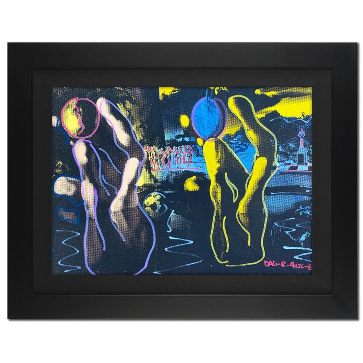 Ringo Daniel Funes, "Salvador Dali Hand Holding Eggs" Framed One-of-a-Kind Mixed Media on Canvas, Hand Signed by the artist and Steve Kaufman (1960-2010) with Letter of Authenticity.