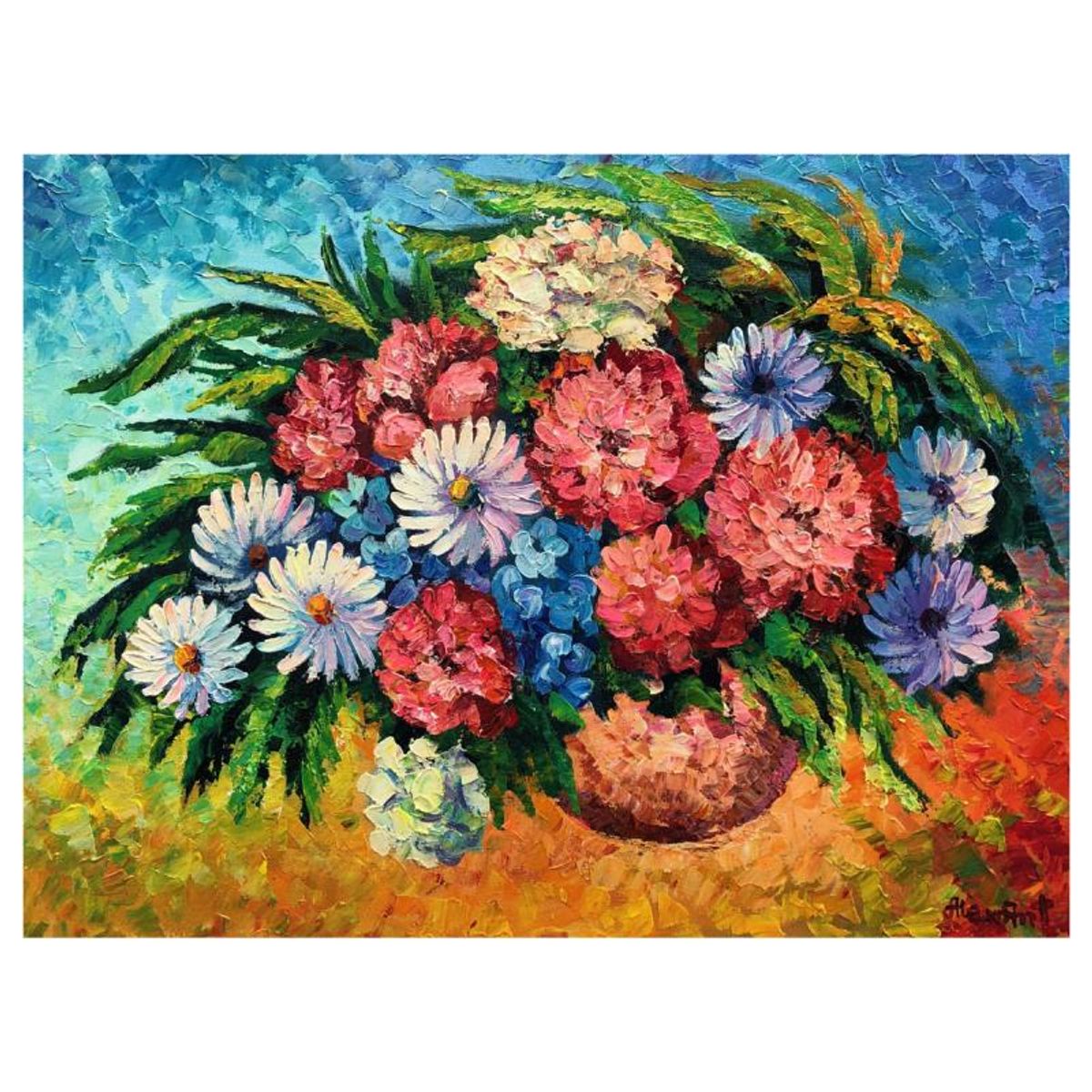 Alexander Antanenka, "Autumn Bouquet" Original Painting on Canvas, Hand Signed with Letter of Authenticity.