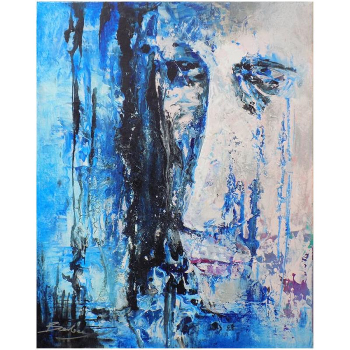 Berberyan, "Underwater" Hand Signed Original Painting on Canvas with Letter of Authenticity.