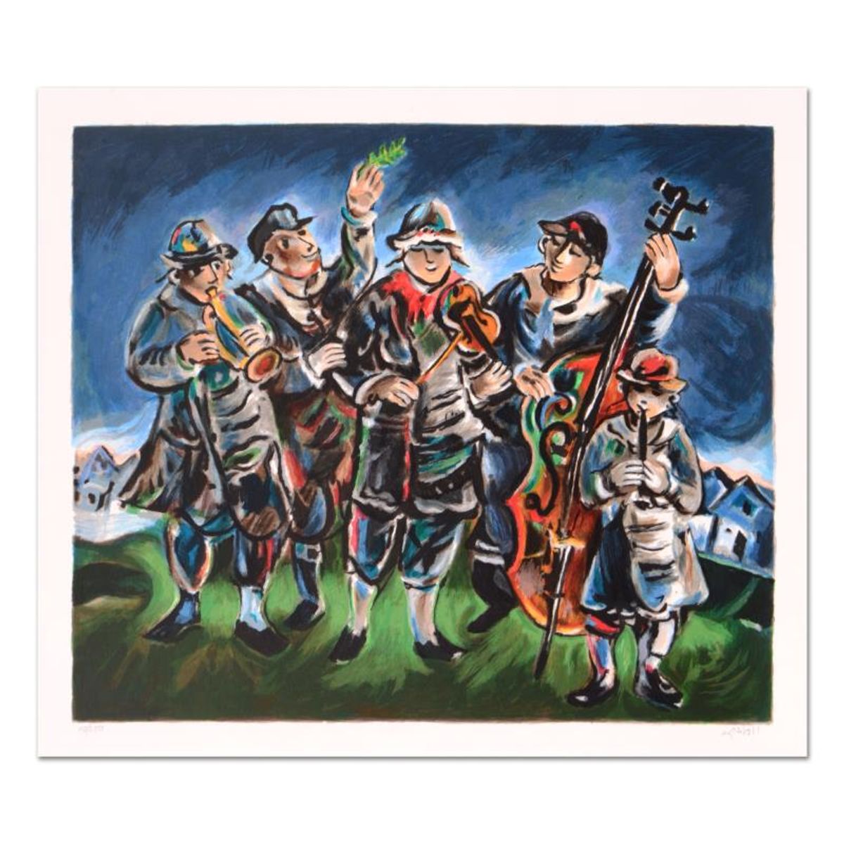 Yosl Bergner (1920-2017), "Klezmer" Limited Edition Lithograph, Numbered and Hand Signed with Certificate of Authenticity.