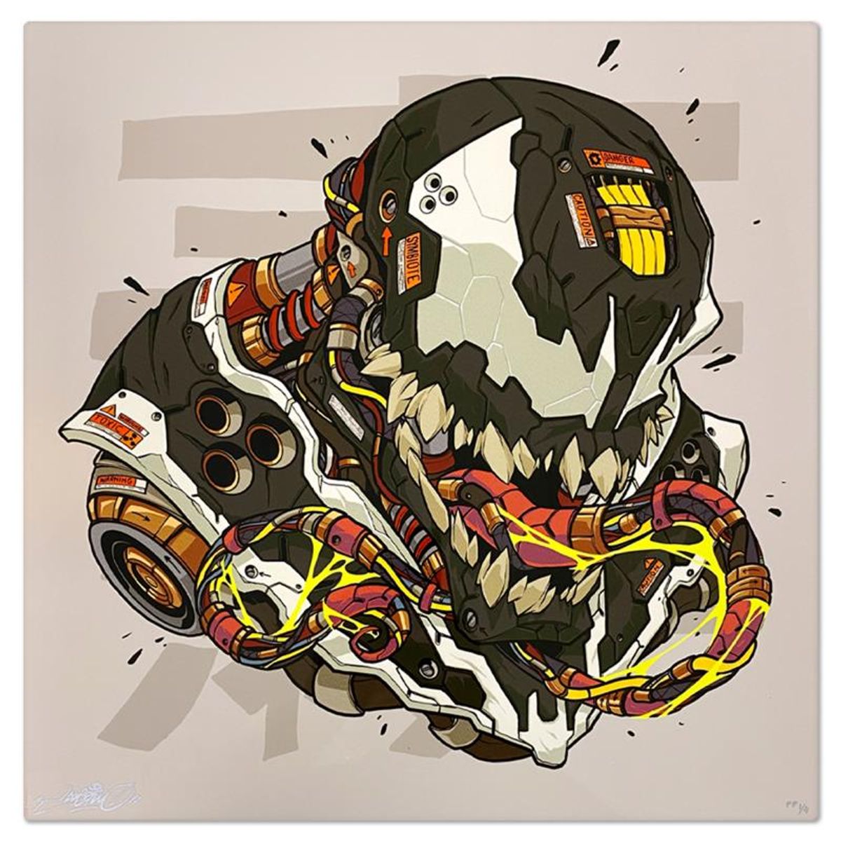 Marvel Comics & Clogtwo, "Spider-Man & Venom MECHASOUL" Limited Edition on Aluminum, PP Numbered 1/4 and Signed with Letter of Authenticity.