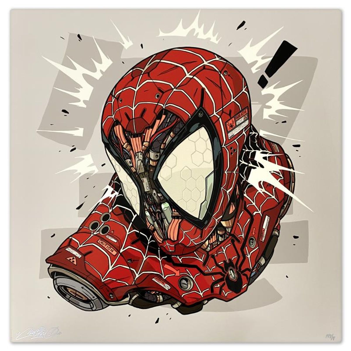 Marvel Comics & Clogtwo, "Spider-Man & Venom MECHASOUL" Limited Edition on Aluminum, PP Numbered 1/4 and Signed with Letter of Authenticity.