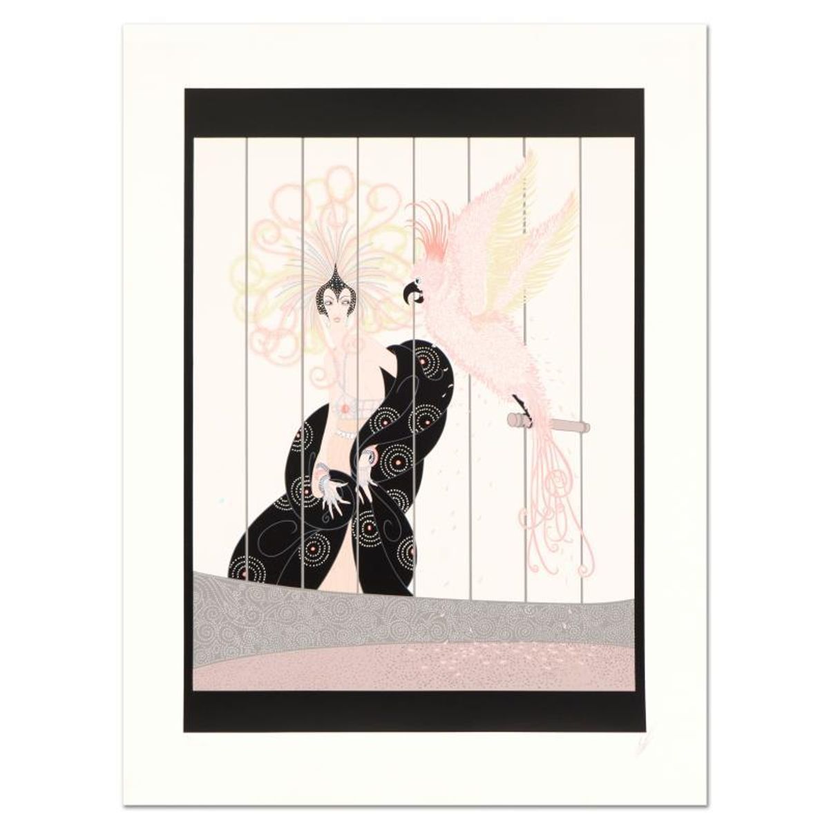 Erte (1892-1990), "The Bird Cage" Hand Signed Limited Edition Serigraph, Numbered VI/CXXIV with Certificate of Authenticity.