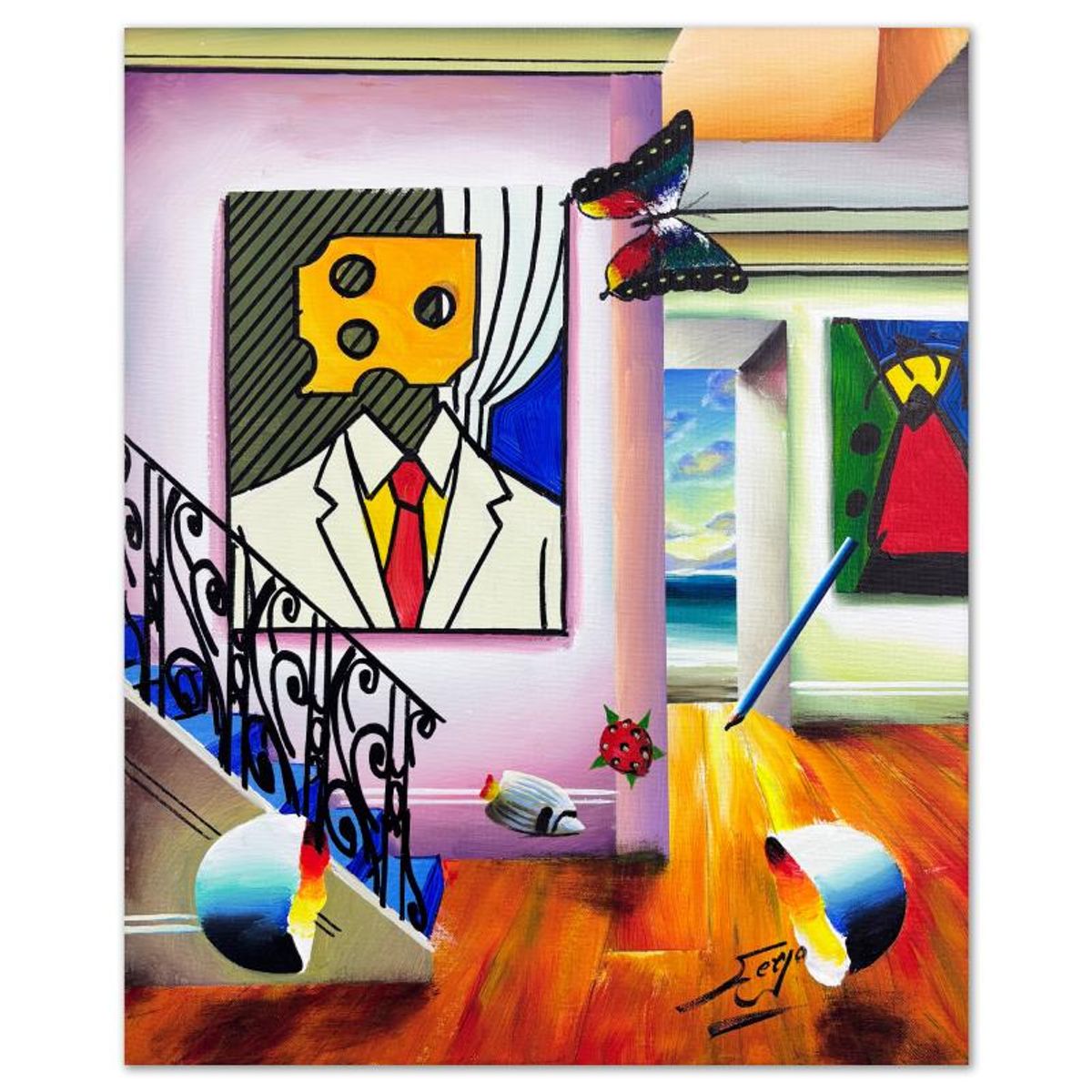 Ferjo, Hand Signed Original Painting on Canvas with Letter of Authenticity.
