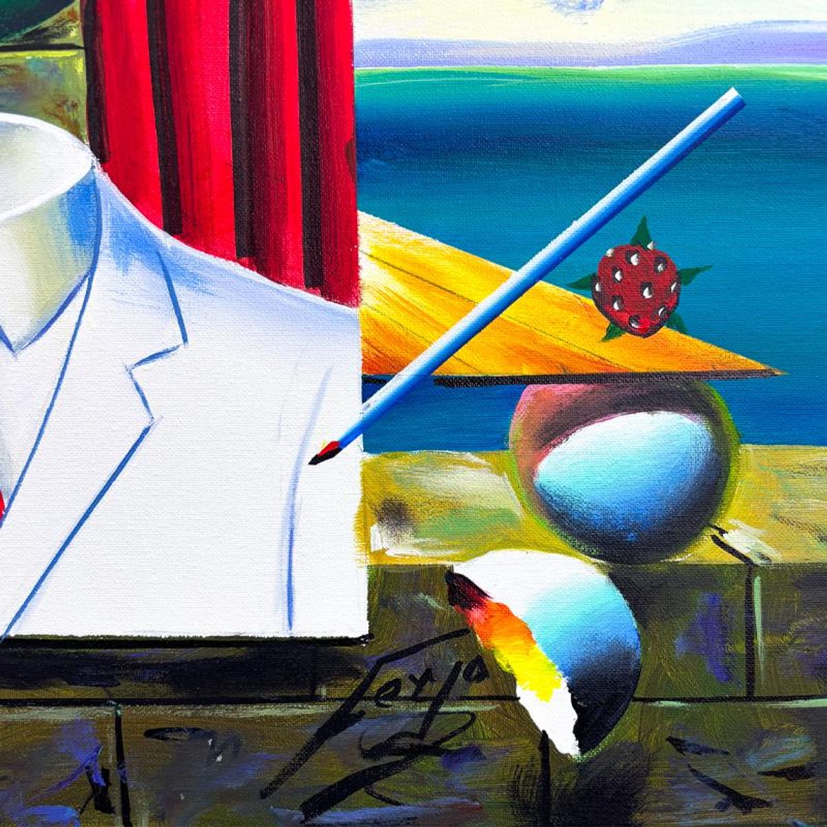Ferjo, Hand Signed Original Painting on Canvas with Letter of Authenticity.