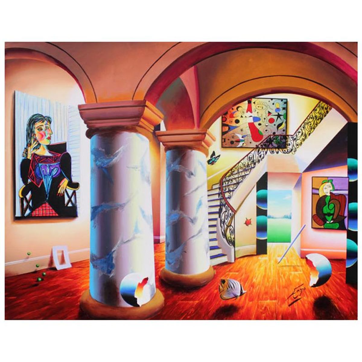 Ferjo, "Majestic Splendor" Original Painting on Canvas, Hand Signed with Letter of Authenticity.