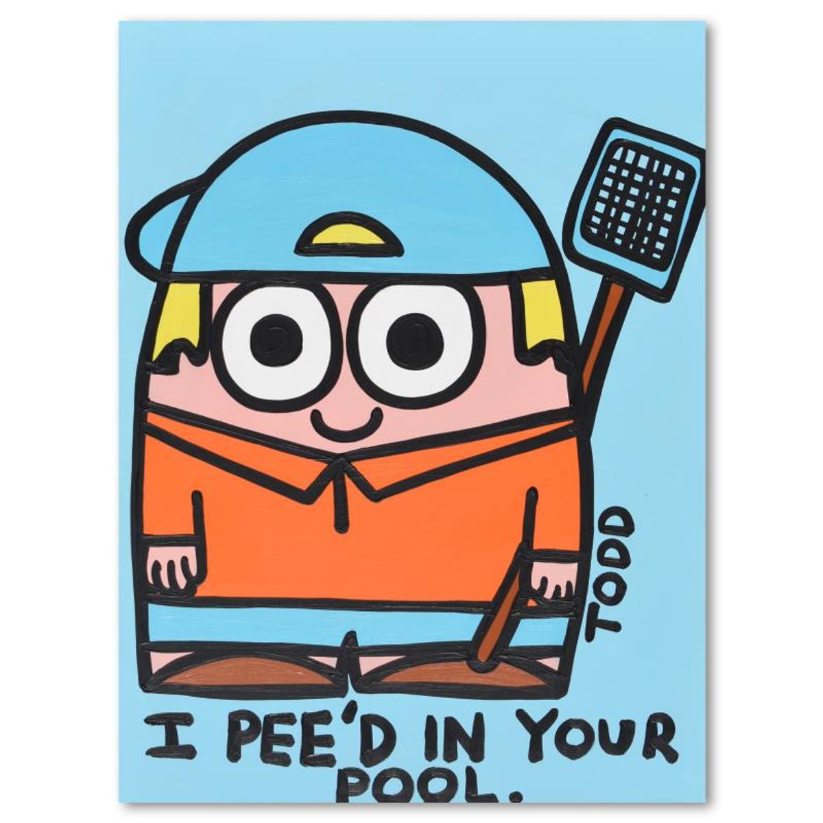 Todd Goldman, "Peed In Pool" Original Acrylic Painting on Gallery Wrapped Canvas (36" x 48"), Hand Signed with Letter of Authenticity.