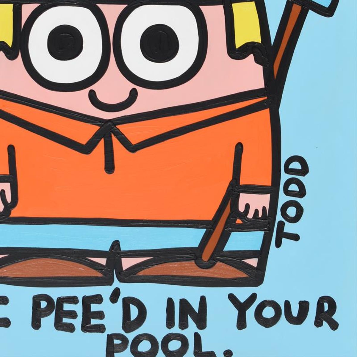 Todd Goldman, "Peed In Pool" Original Acrylic Painting on Gallery Wrapped Canvas (36" x 48"), Hand Signed with Letter of Authenticity.