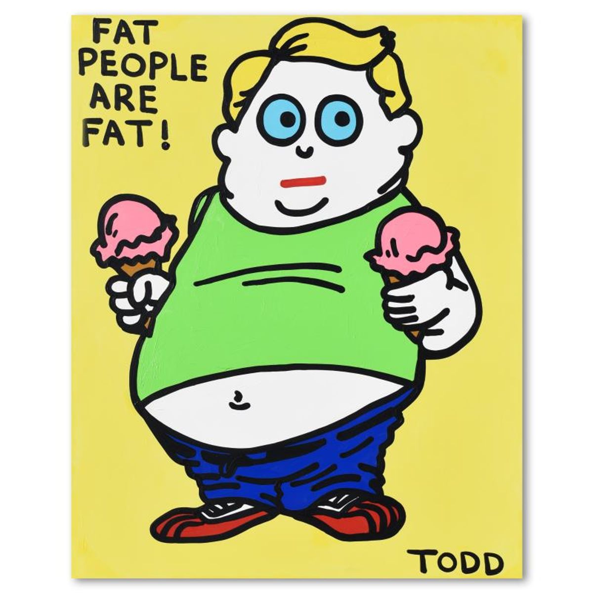 Todd Goldman, "Fat People" Original Acrylic Painting on Gallery Wrapped Canvas (48" x 60"), Hand Signed with Letter of Authenticity.